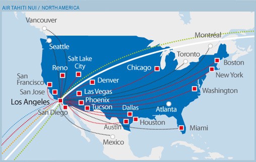 Carte Air Tahiti Nui - USA