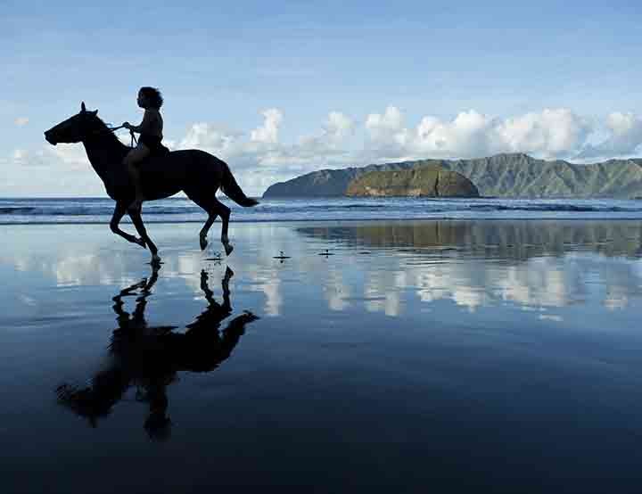 cavalier sur la plage de Hiva oa